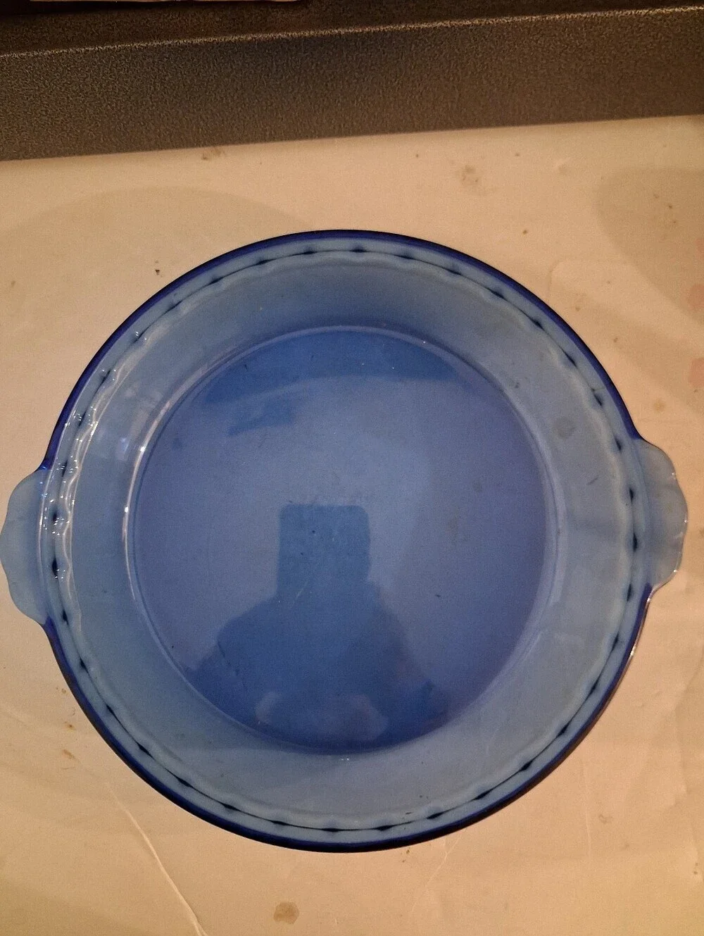 Vintage Pyrex #229 Fluted Deep Dish Pie Pan 9.5” Cobalt Blue Glass
